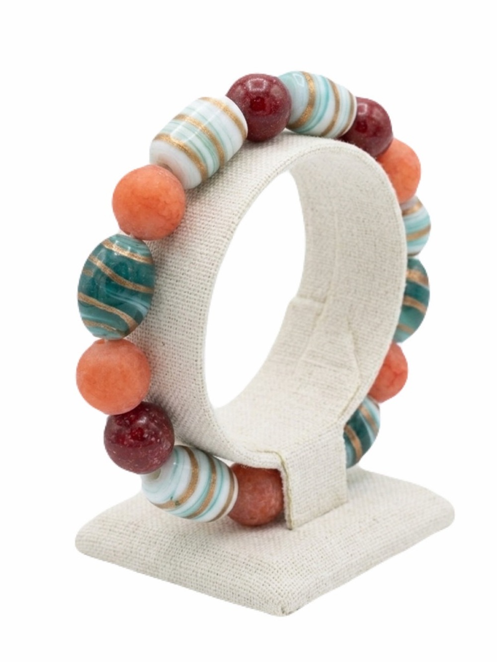 New Handmade Turquoise Red Jasper Angels Breath Beaded Bracelet